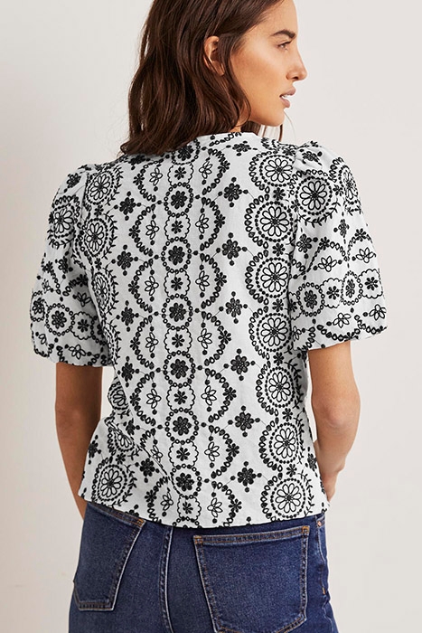 PUFF SLEEVE BUTTON BLOUSE WHT 2