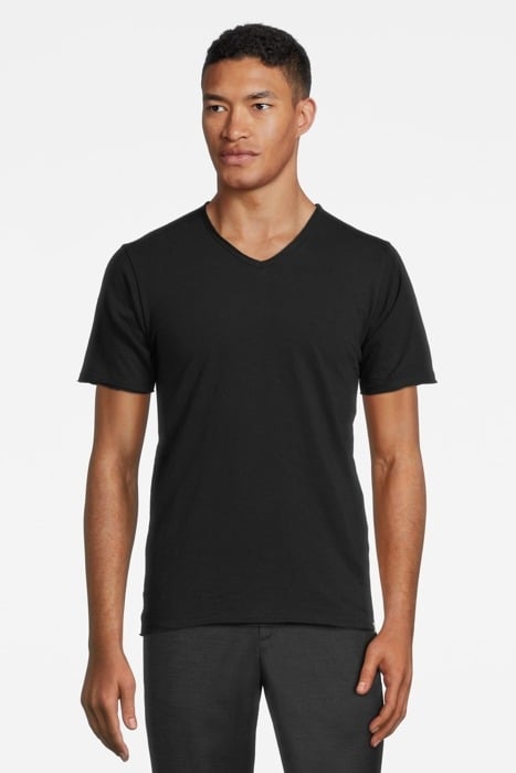 BASIC V-NECK TEE SLUB JERSEY BLACK 2