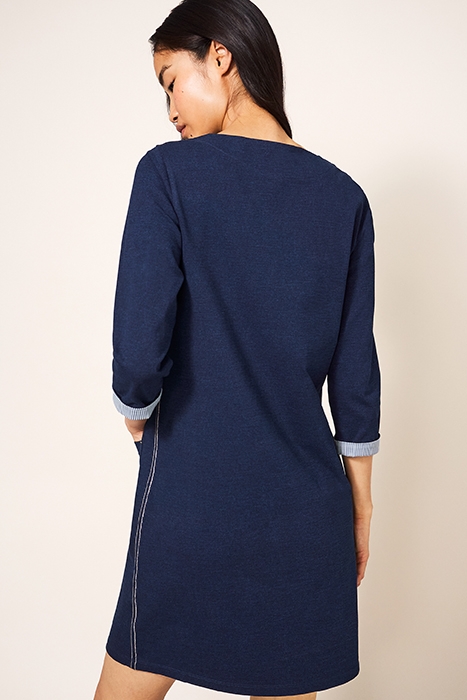 SKYE COTTON DENIM JERSEY DRESS DARK DENIM 3