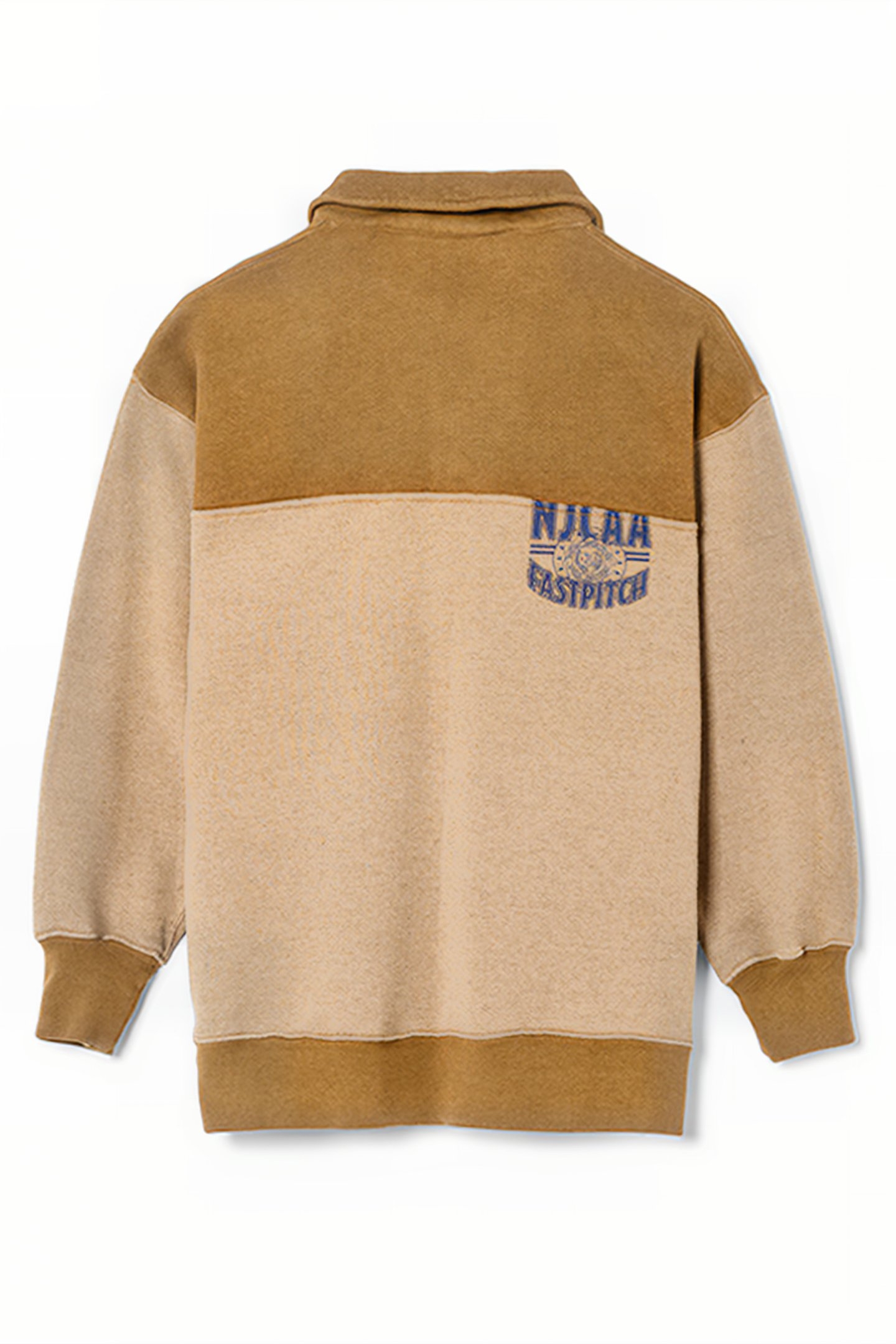 80S UPCYCLED OVERSIZED CROP HALF ZIP ASSORTED CARAMEL 2