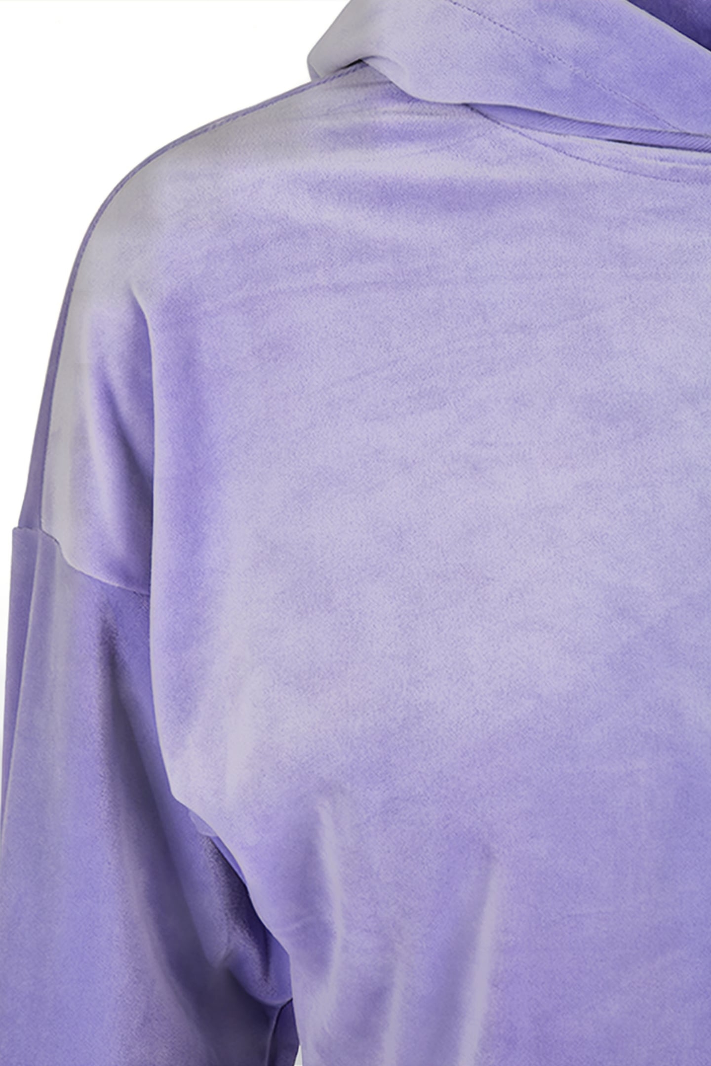LADIES CROPPED VELVET OVERSIZED HOODY LAVENDER 7