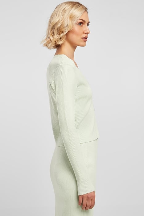 LADIES SHORT RIB KNIT CARDIGAN LIGHTMINT 5