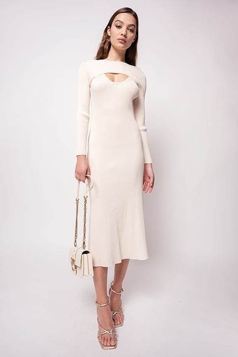 MANRESA ABITO COSTINA CREPE PARCHMENT BEIGE 3