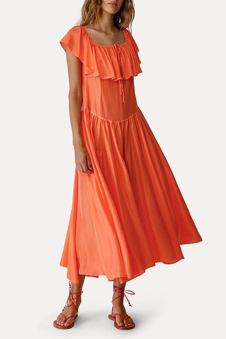 SILK HABOTAY DÉCOLLETÉ DRESS ORANGINA 2