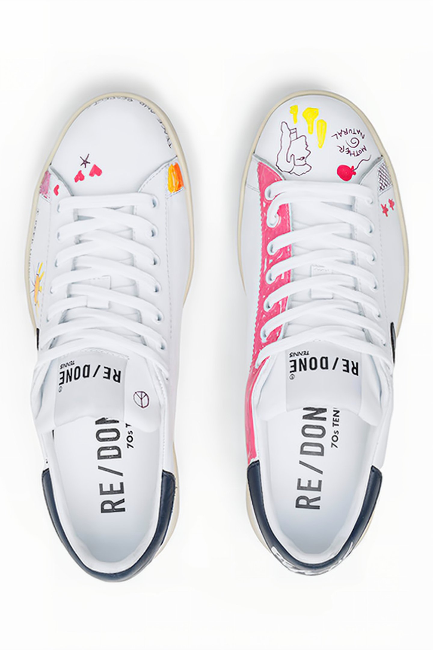 70S TENNIS SHOE DOODLE WHITE NAVY 3