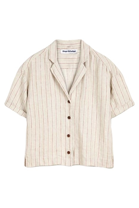 ATHALIE SHORT SLEEVE LINEN STRIPE RED 1