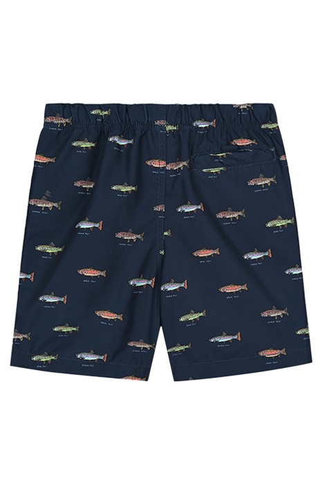 BOYS SWIM SHORT GO FISH MICRO PEACH DARK NAVY BLUE 2