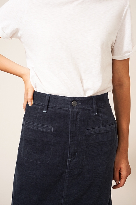 POPPY  CORD MIDI SKIRT DK GREY 4