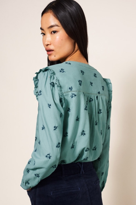 FLORINE EMBROIDERED SHIRT TEAL 2