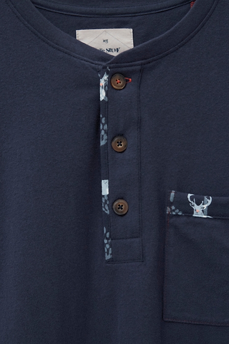 STAG FAMILY TIME JERSEY PJ TOP NAVY MULTI 3