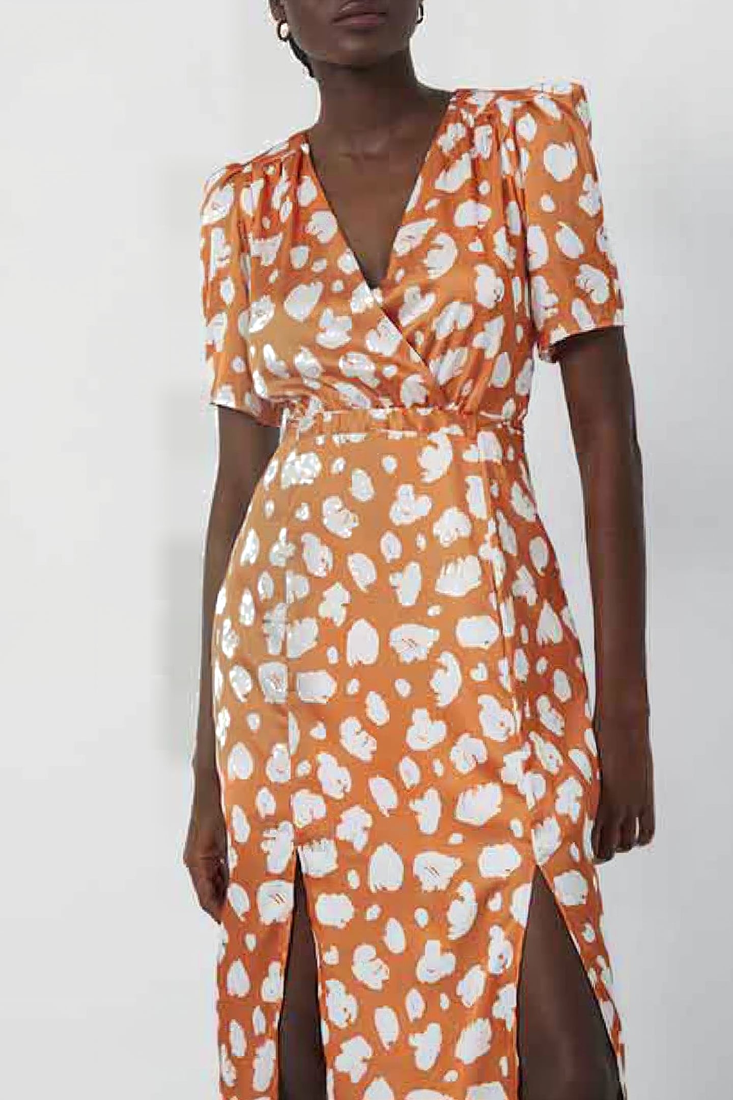 AIMEE INU SATIN FT SPLIT DRESS BURNT ORANGE-CL CRM 6