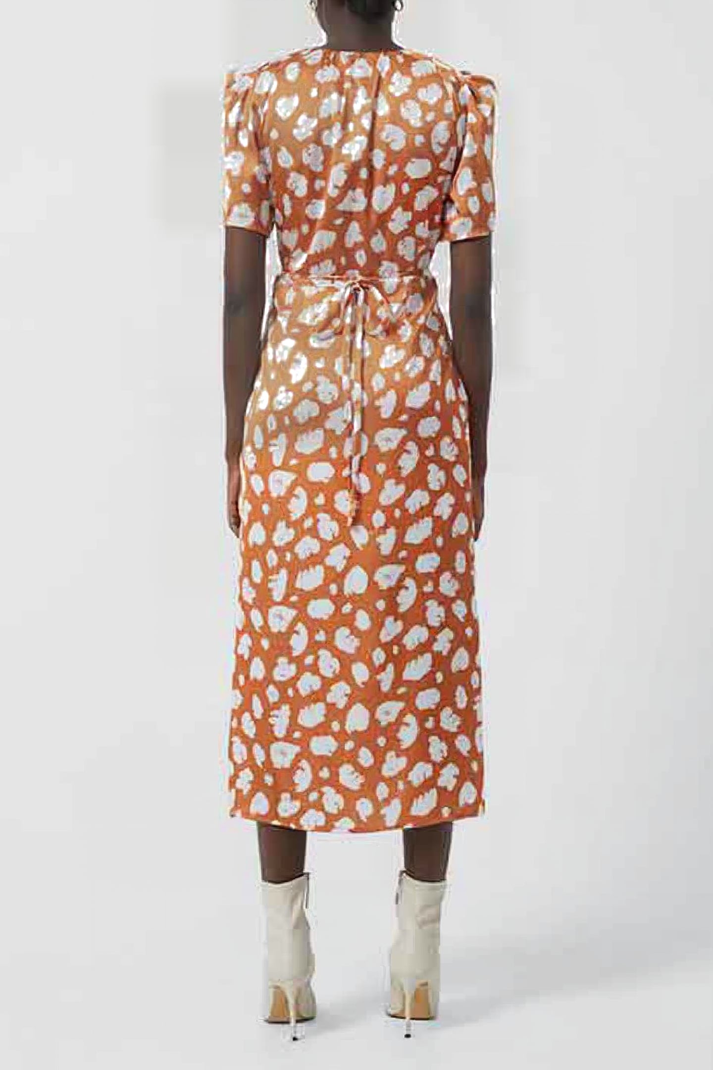 AIMEE INU SATIN FT SPLIT DRESS BURNT ORANGE-CL CRM 2