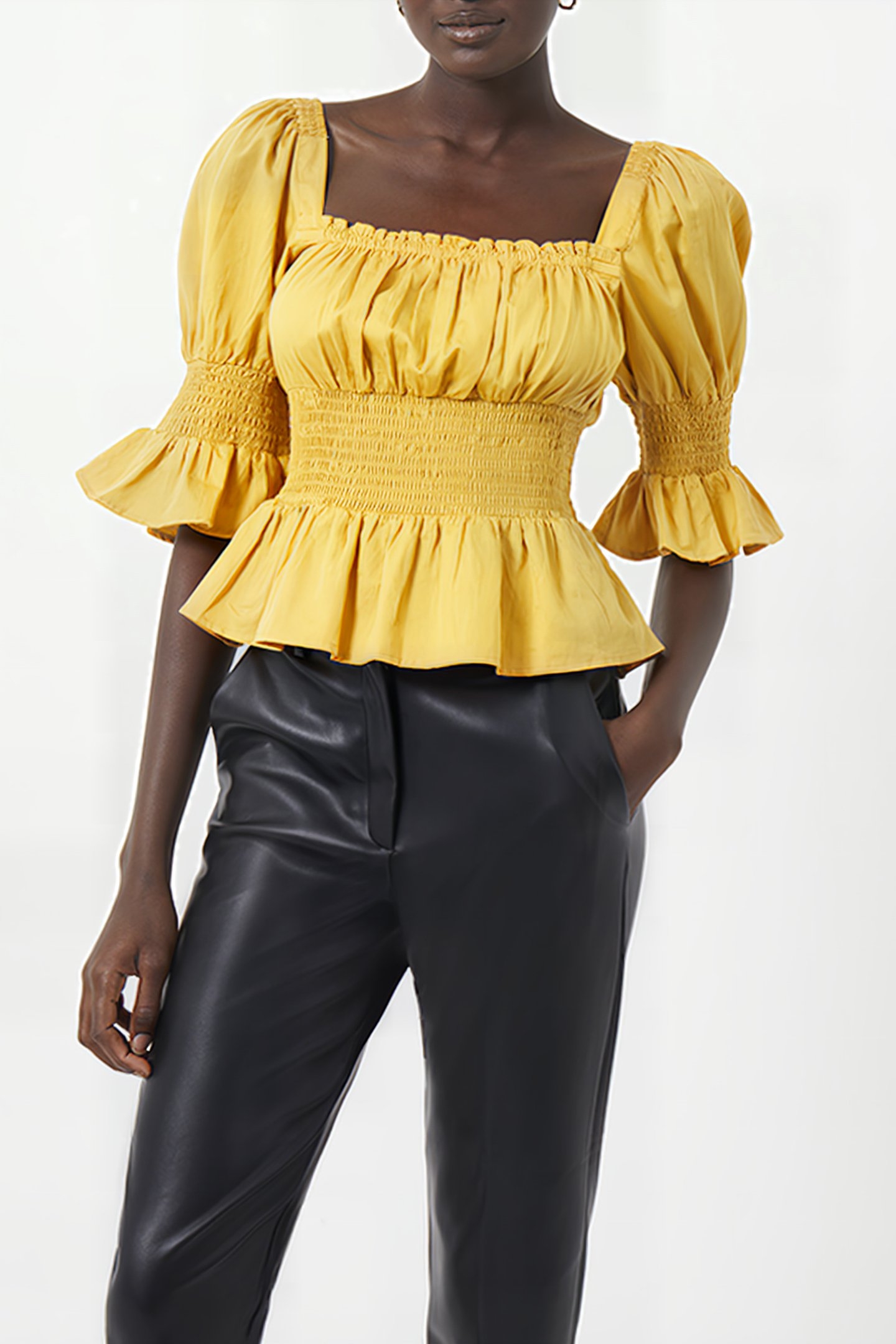 SINDEY COTTON SAT SQA NEC BLOU BRIGHT GOLD 1