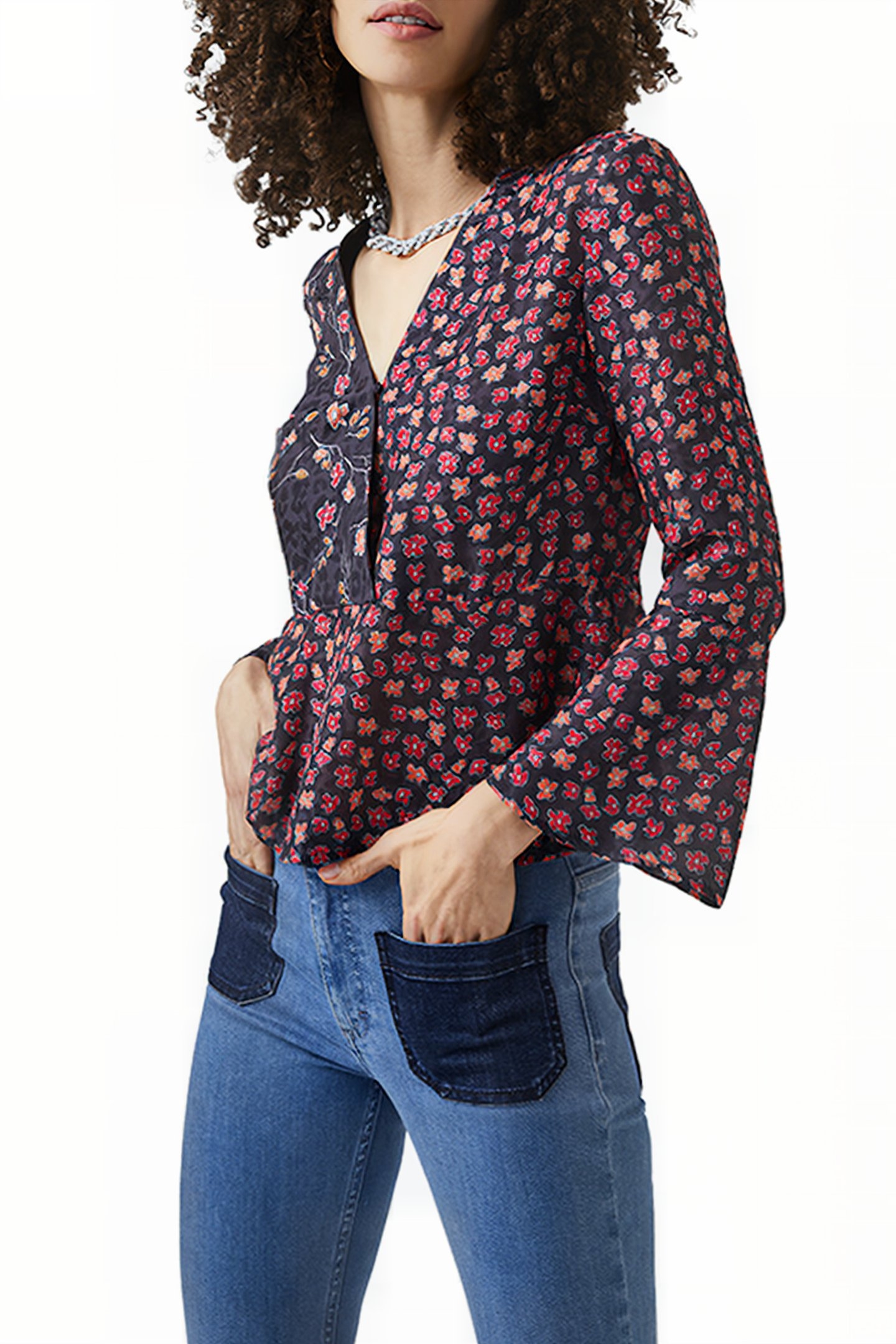 DAISY PETALS MIX SHIRT UTILITY BLUE MULTI 1