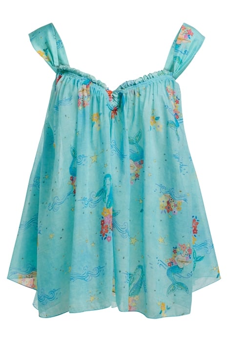 "THE MERMAIDS SONG" PRINT VOILE TOP ACQUA 1