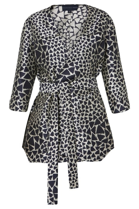 KIMONO CREAM NAVY JACQUARD JACKET 1