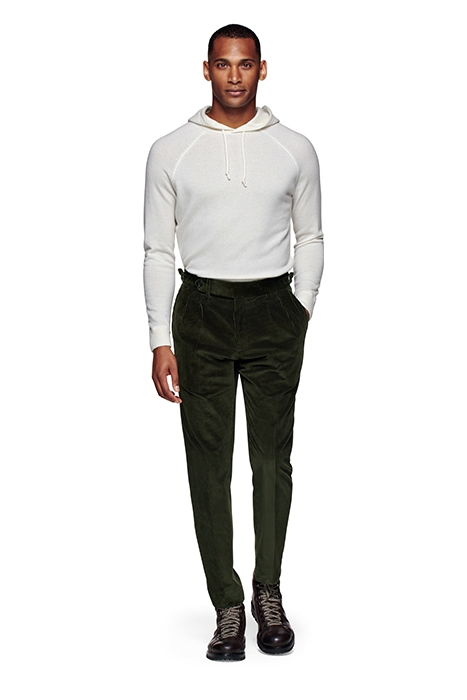 DARK GREEN PLEATED BRADDON TROUSERS 3