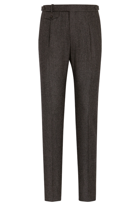 DARK BROWN HOUNDSTOOTH PLEATED BRENTWOOD TROUSERS 2