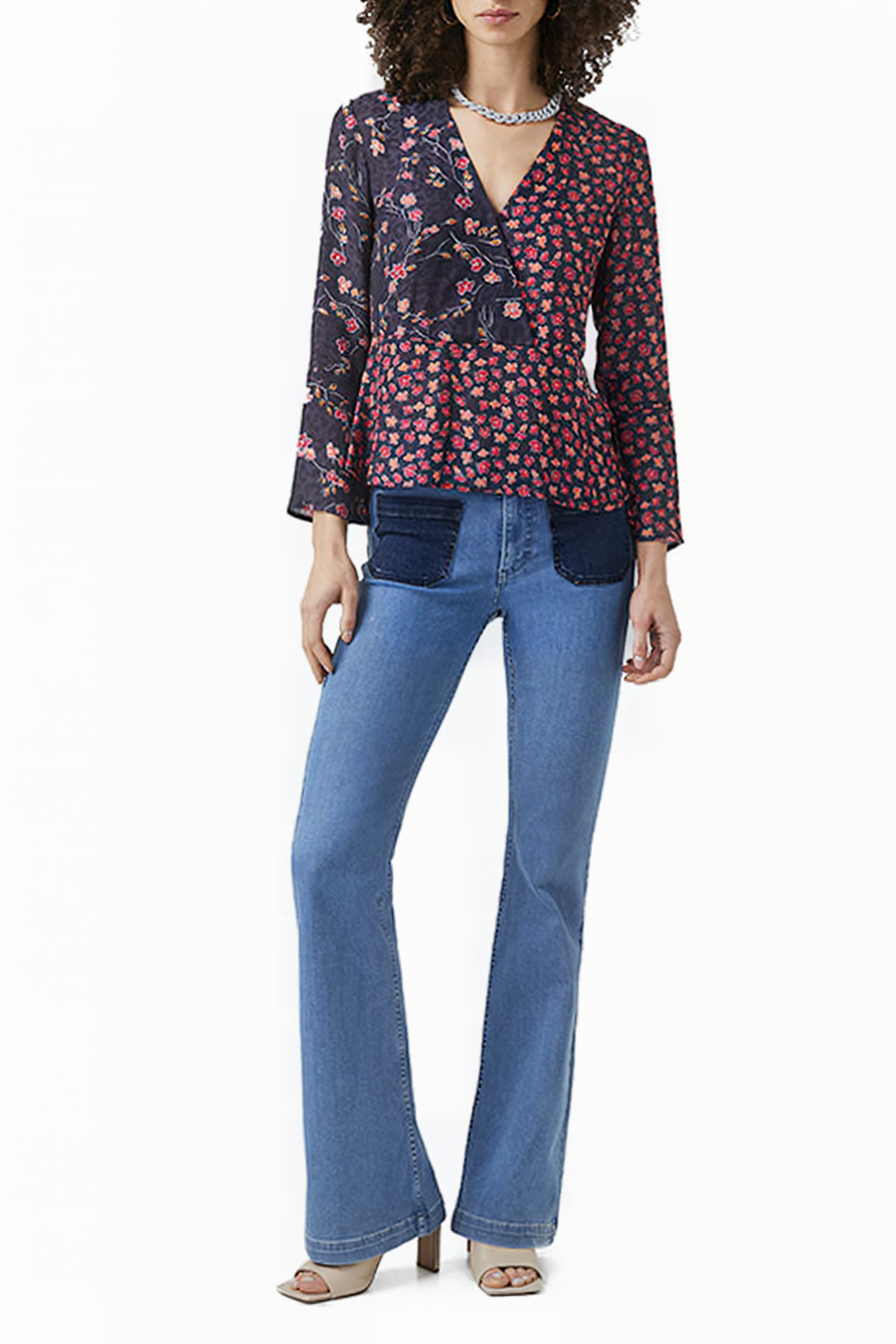 DAISY PETALS MIX SHIRT UTILITY BLUE MULTI 2