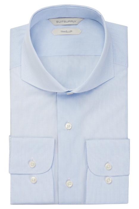 LIGHT BLUE CHECKED SLIM FIT SHIRT 2