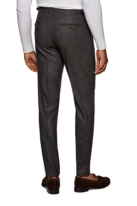 DARK BROWN HOUNDSTOOTH PLEATED BRENTWOOD TROUSERS 3