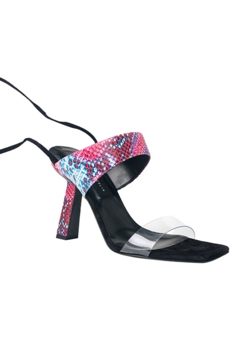 PYTHON-EMBOSSED LACE-UP SANDALS RED SNAKE 2