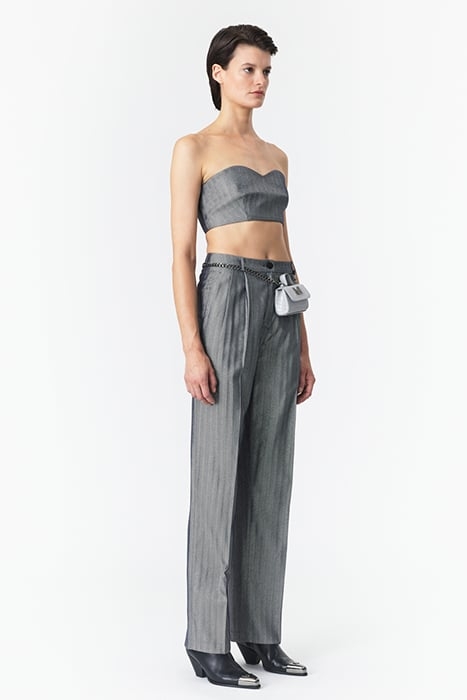 STRAPLESS BUSTIER TOP SILVER HERRINGBONE 2