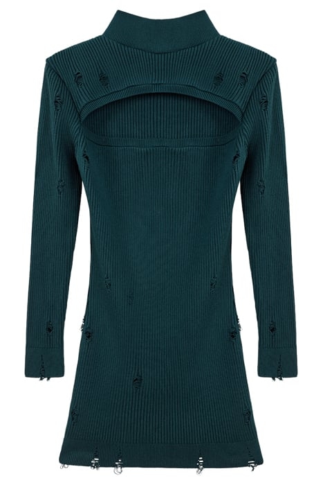 CUT-OUT MINI KNIT DRESS DARK GREEN 4