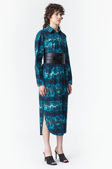 OVERSIZED SHIRT DRESS SNAKE PRINT BLUE 3