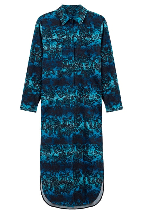 OVERSIZED SHIRT DRESS SNAKE PRINT BLUE 4