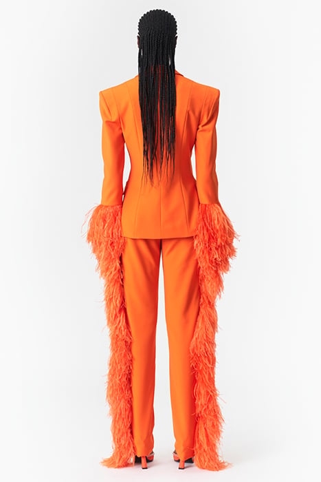 FEATHER-TRIMMED PANTS VIBRANT ORANGE 2