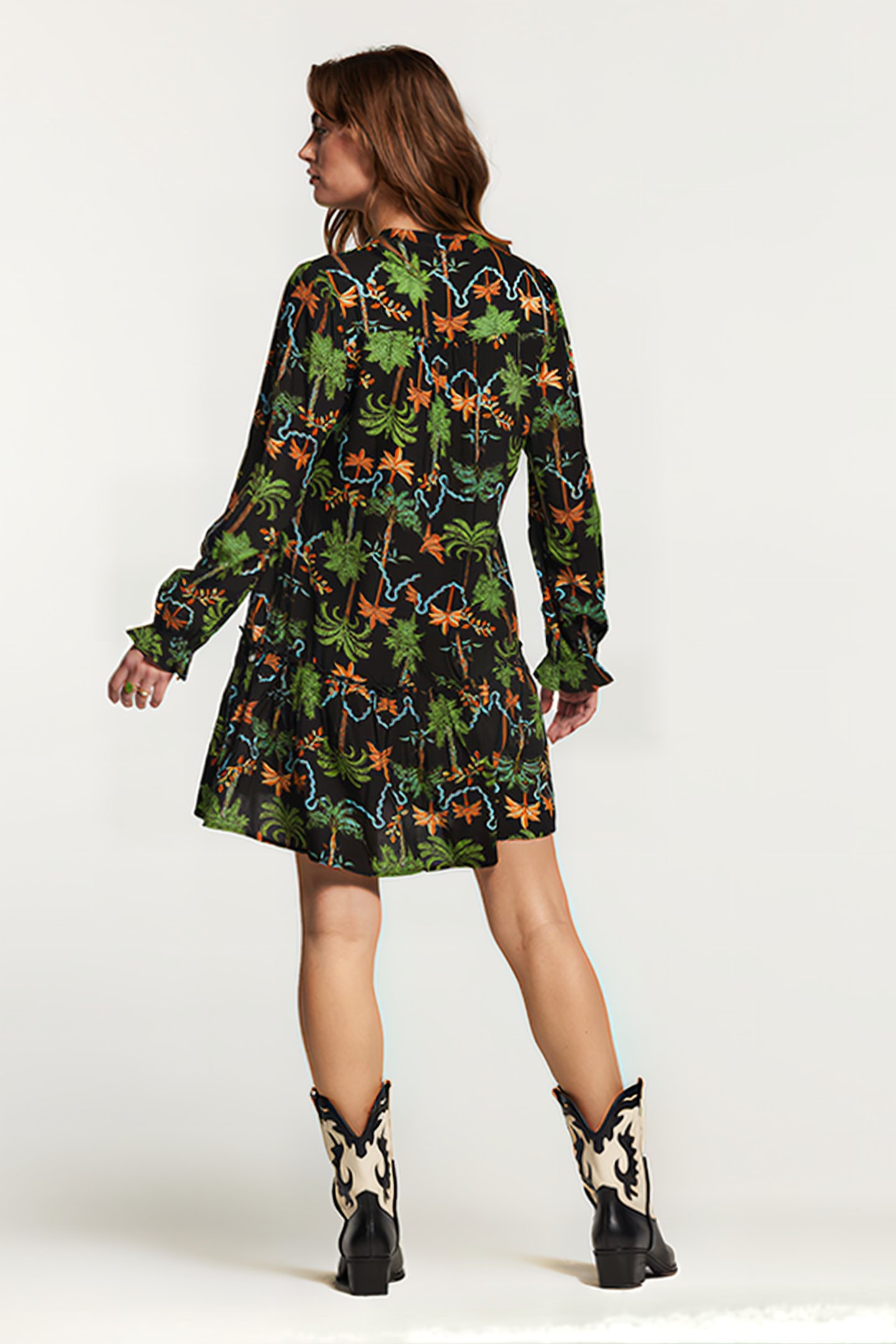 TUVALU DRESS JAIPUR PALM BLACK 2