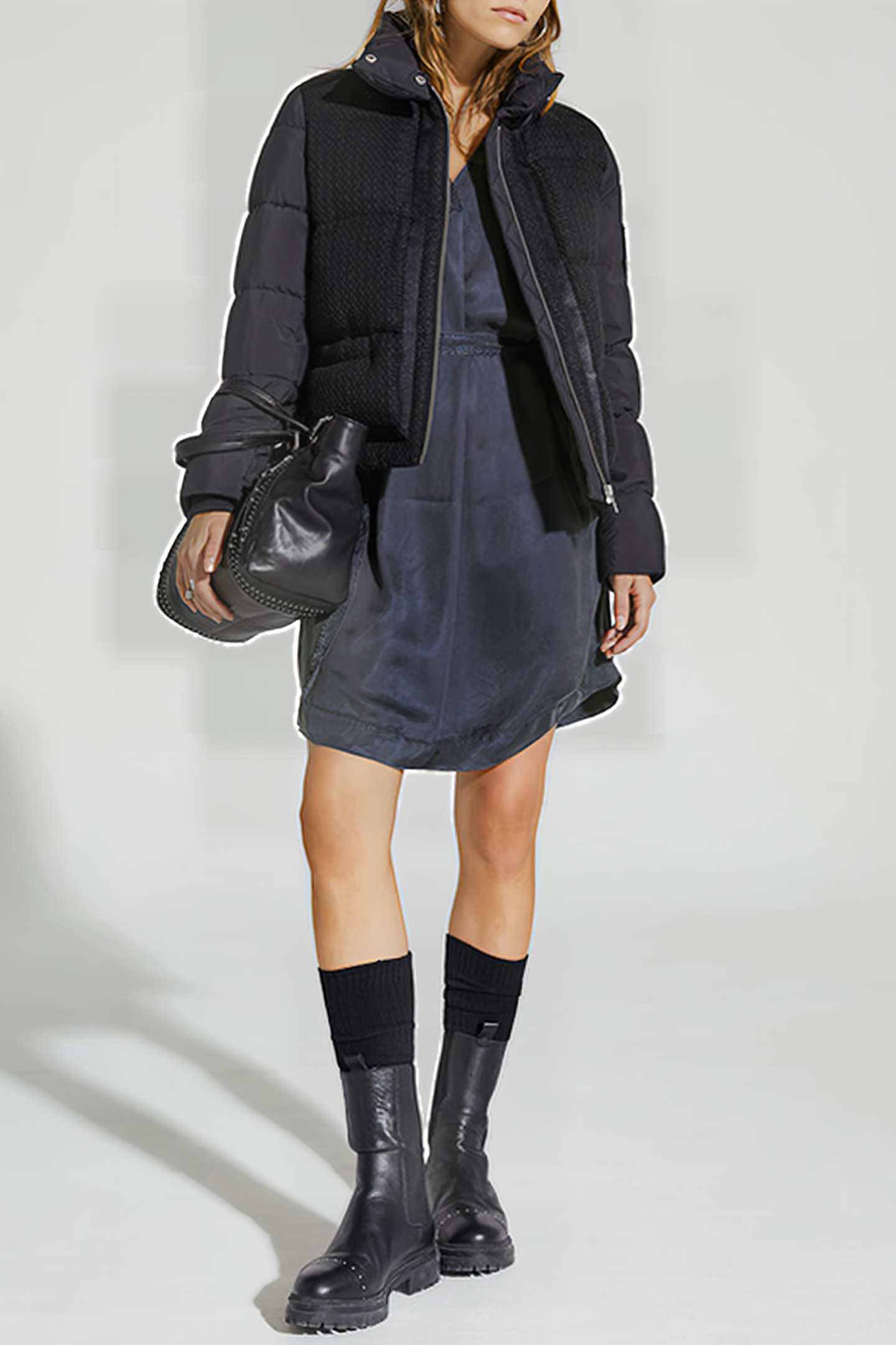 NAVY BLUE SHORT DRESS WITH SHOULDER TABS 3