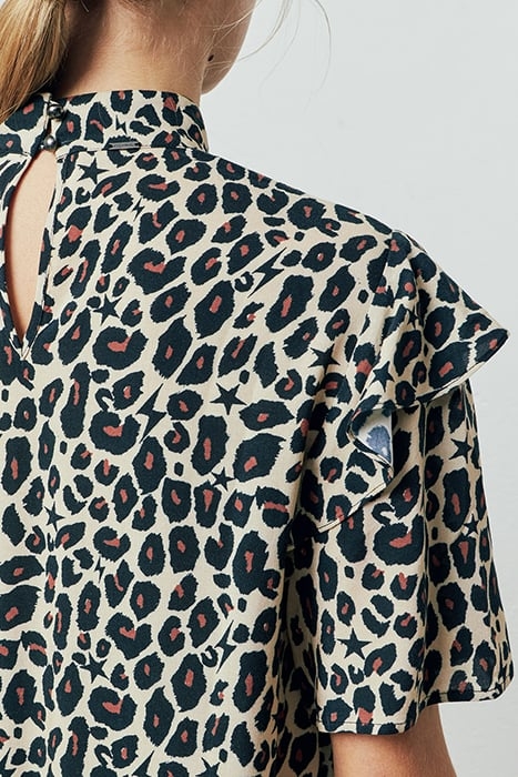 WOMEN'S LEOPARD AND STAR PRINT VISCOSE SHORT DRESS 5