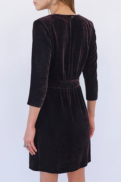 BAROQUE PRINT VELVET WRAP-STYLE SHORT DRESS 2