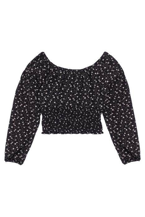 GIRLS’ BLACK FLORAL PRINT CROPPED BLOUSE BLACK 2