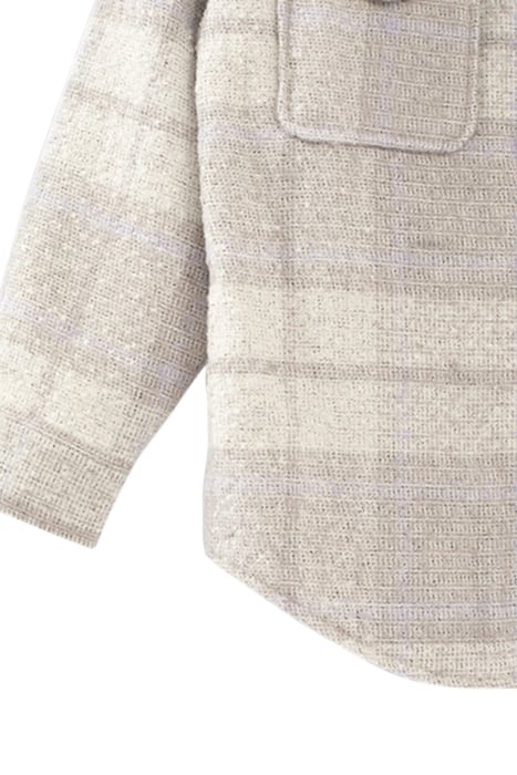 GIRLS’ VANILLA WOOL CHECK OVERSHIRT JACKET WHEAT 4