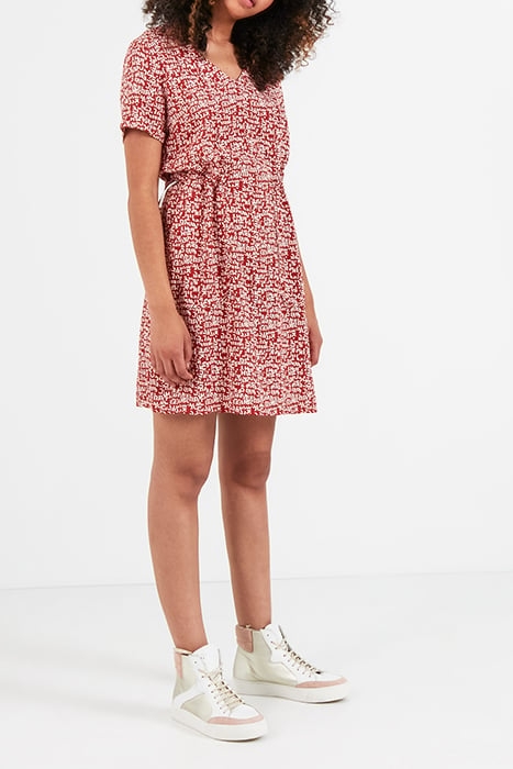 CANDY RED MINI-LETTER PRINT DRESS 4