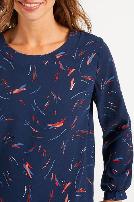 NAVY BLOUSE WITH ARTY PENCILLED PRINT 3
