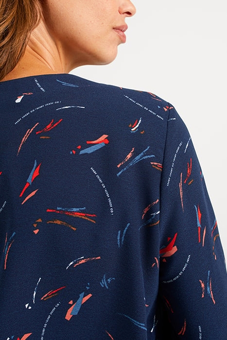 NAVY BLOUSE WITH ARTY PENCILLED PRINT 5