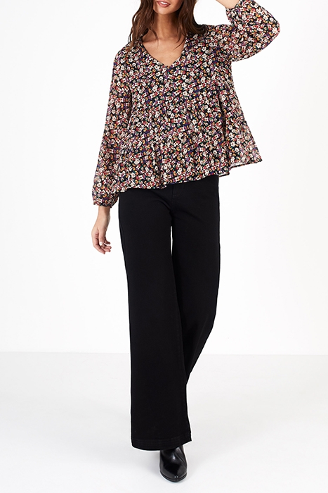 BLACK FLOWER POWER PRINT BLOUSE 3