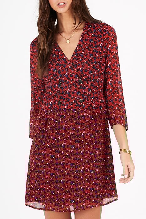 CANDY RED GRAPHIC FLORAL PRINT DRESS 2