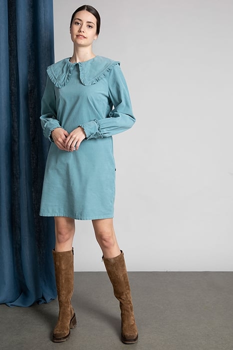 SHORT DRESS FANCY COL & CUFF BLUE 2