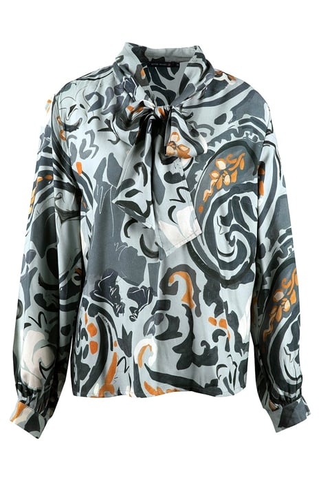 SHIRT LS DETACHABLE SCARF BLUE 2