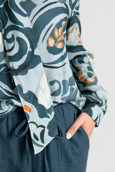 SHIRT LS DETACHABLE SCARF BLUE 5