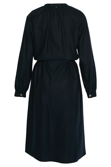 DRESS FROWNCED NECKLINE LS BLUE 2