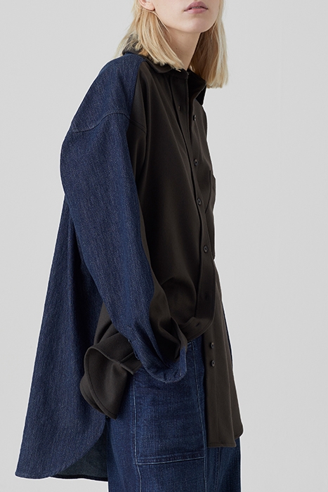 CLOSED WOMEN PATCHWORK SHIRT SHIRTS & BLOUSES BROWN BLACK 3