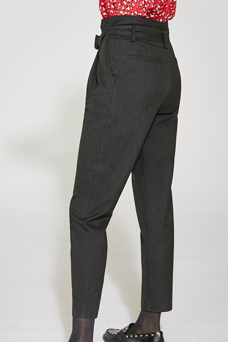 STRAIGHT PANTS BLACK HIGH WAIST REMOVABLE BELT WOMAN 2