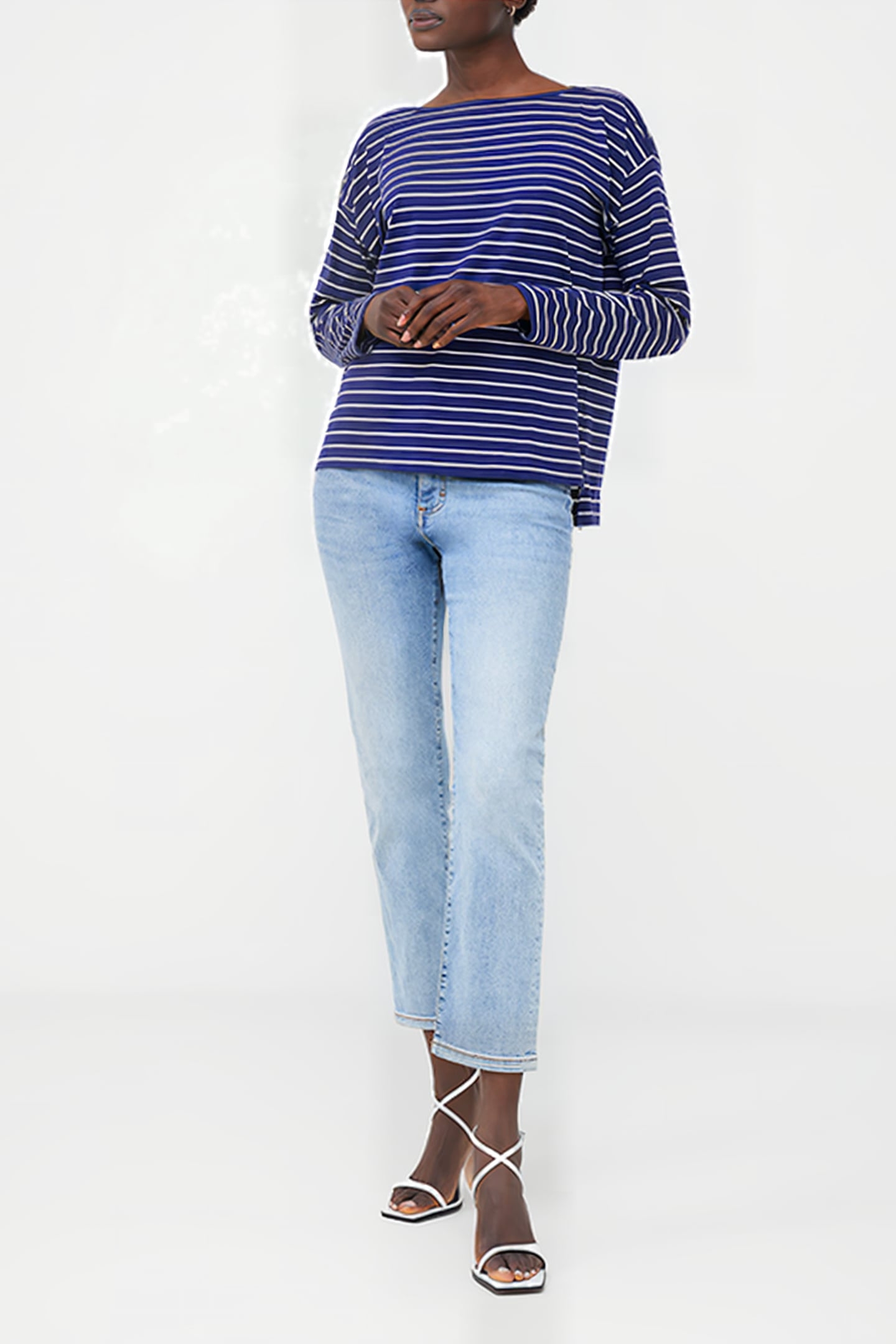 BOAT NECK BRETON L/S DK NAVY/ECRU 2