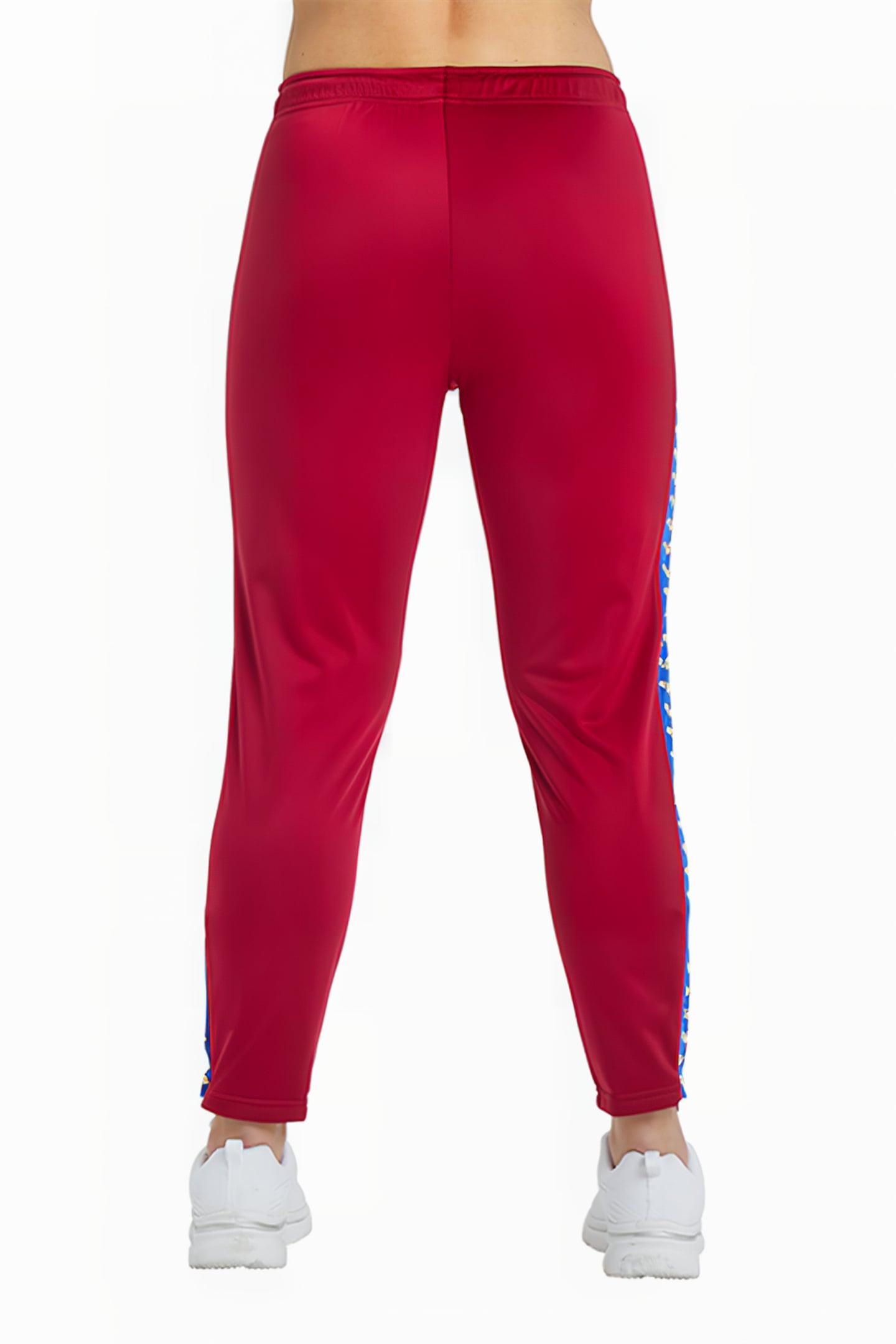 W 7/8 TEAM PANT BURGUNDY NEON BLUE BUTTER 3